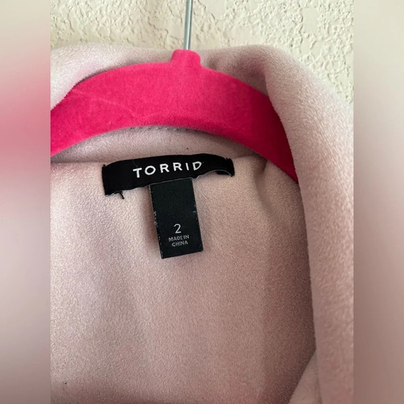 Torrid Suede Style Zippered Moto Jacket in Blush Pink 2 - Picture 10 of 12